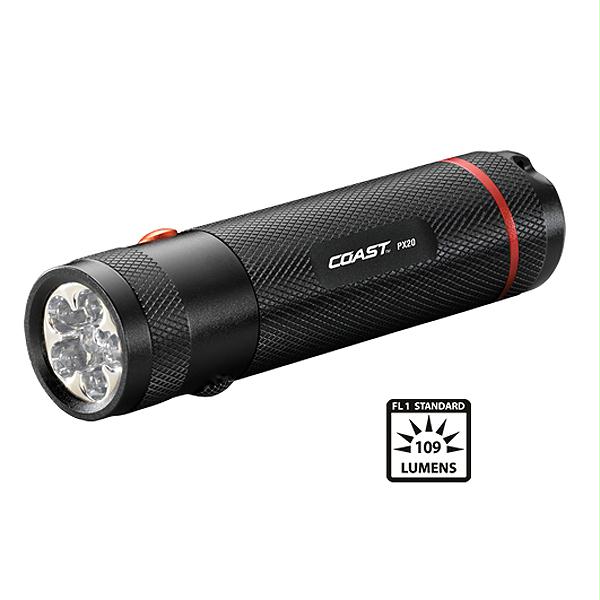 Px20 Dual Color Flashlight, 125 Lumens, Black Body, 3 X Aaa