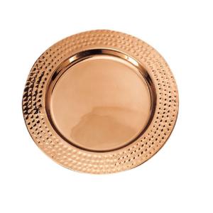 Os866 Set-6 13 In. Dia. Decor Copper Hammered Rim Charger Plates