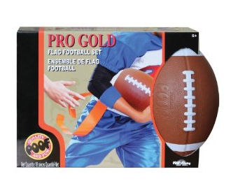 456bl Poof Pro Gold Flag Football Set With 16-flags And 9.5-inch Foam Football Brown