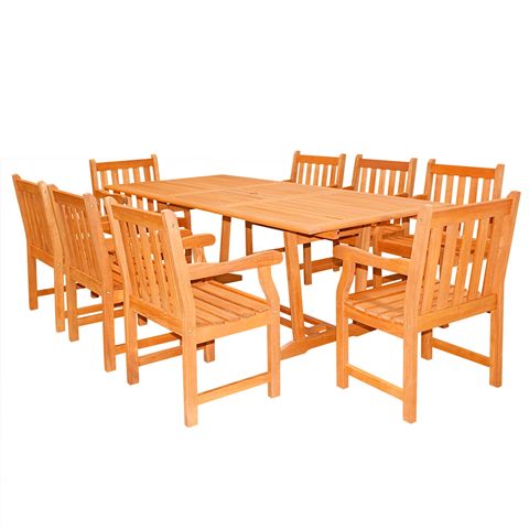 9-piece Wood Patio Dining Set With Extension Table - V232set20