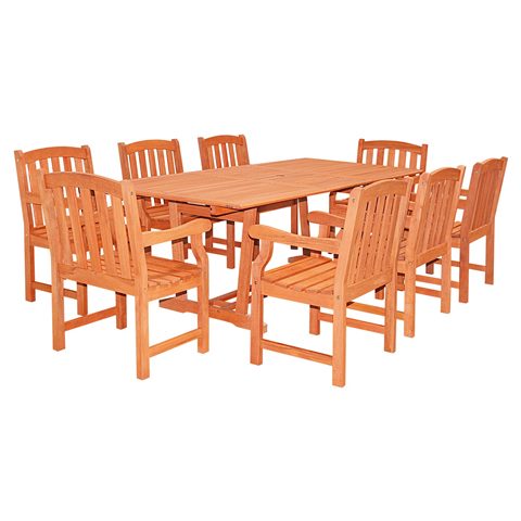 9-piece Wood Patio Dining Set With Extension Table - V232set21