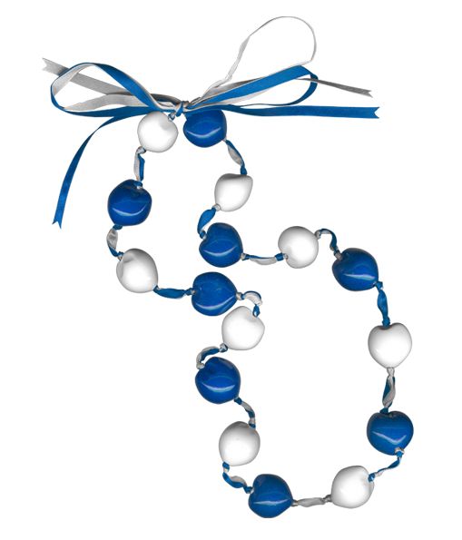 Lucky Kukui Nuts Necklace Royal/white