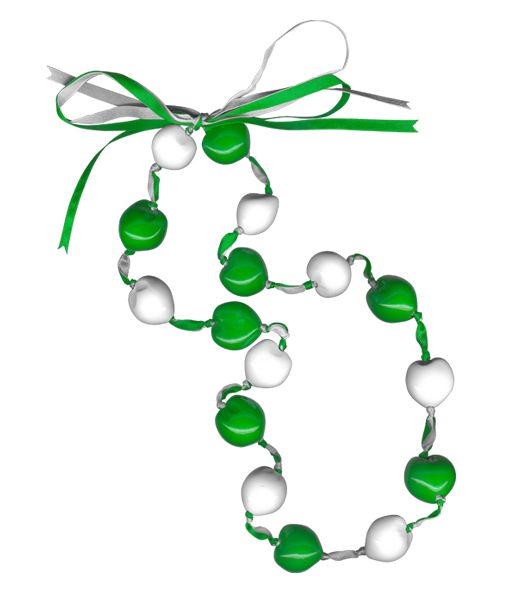 Lucky Kukui Nuts Necklace Green/white