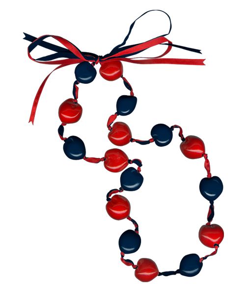 Lucky Kukui Nuts Necklace Navy/red