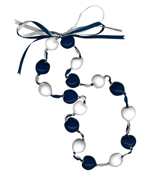 Lucky Kukui Nuts Necklace Navy/white