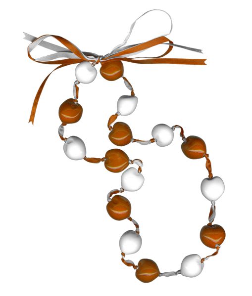 Lucky Kukui Nuts Necklace Orange/white