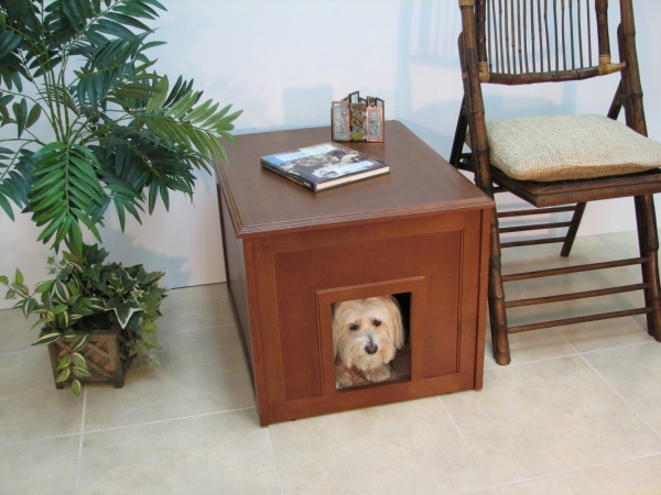 Ddc- Mah Crown Pet Dog Den Cabinet-indoor Doghouse With Mahogany Finish