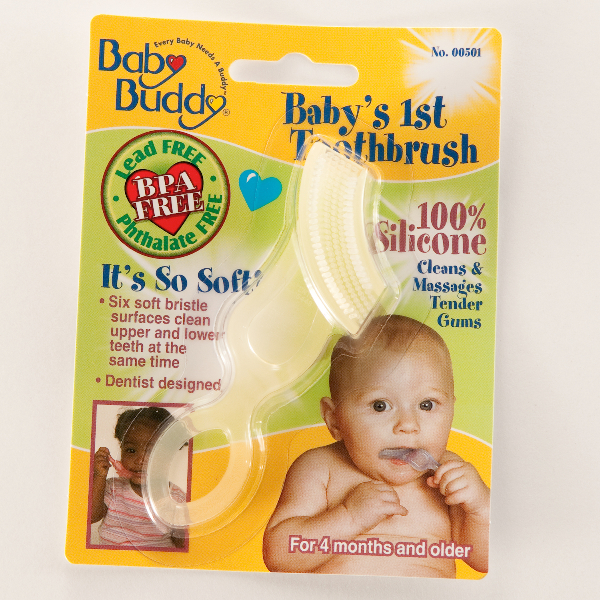 Baby Buddy Babys 1st Toothbrush Yellow Silicone Toothbrush - Case of 24