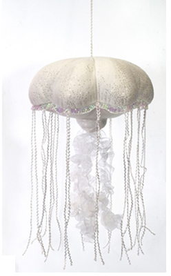 14 In. White Glittered Jellyfish - Case Of 12