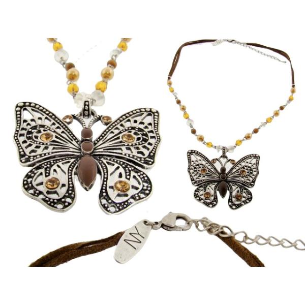 Bulk Buys Butterfly Necklace on Suede Cord - Pack of 3