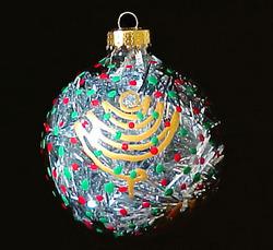 Bellissimo ORNAS1096 Hand Painted Christmas Trees Design 2.75 inch Heavy Glass Ornament