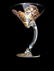 Bellissimo SM2303 Hand Painted Sea Shell Shimmer Design 7 oz. Sexy Martini Glass with Curved Stem