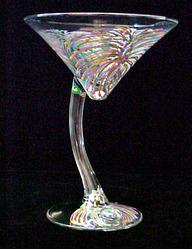 Bellissimo SM3098 Hand Painted Mardi Gras Fireworks Design 7 oz. Sexy Martini Glass with Curved Stem