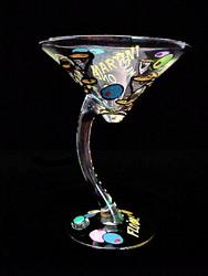 Bellissimo SM9000 Hand Painted One MartiniTwo Martini Design 7 oz. Sexy Martini Glass with Curved Stem