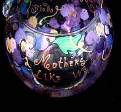 Bellissimo CANS-1697 Hand Painted Mothers like Wine Design 5 oz. Votive with Candle