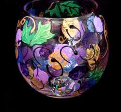 Bellissimo CANS-9096 Hand Painted Wines and Vines Design 5 oz. Votive with Candle