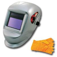 Pneumatic Ast8077se Deluxe Solar Auto Darkening Welding Helmet With Large Viewing Area And Pair Of Leather Gloves