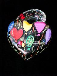 Bellissimo HH0297 Hand Painted Birthday Balloons Design 4.5 Inch Heart Shaped Box 2 Pieces