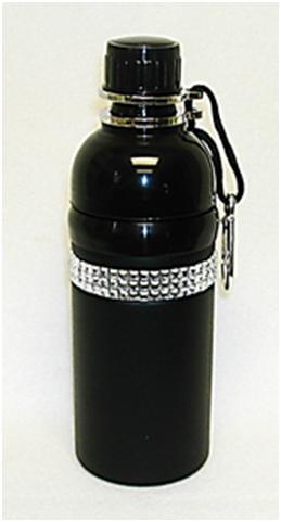 17 Oz. Stainless Steel Pet Water Bottle With Carabineer - Black With Bling