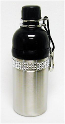 19 Oz. Stainless Steel Pet Water Bottle With Carabineer - Silver With Bling
