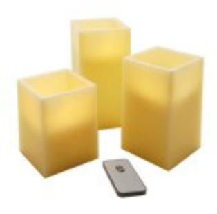 Wax Led Remote Control Candles - Square 3 Count