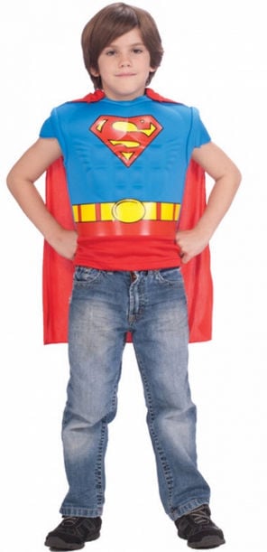 Ru885101 Superman Musc Shirt Cape Child