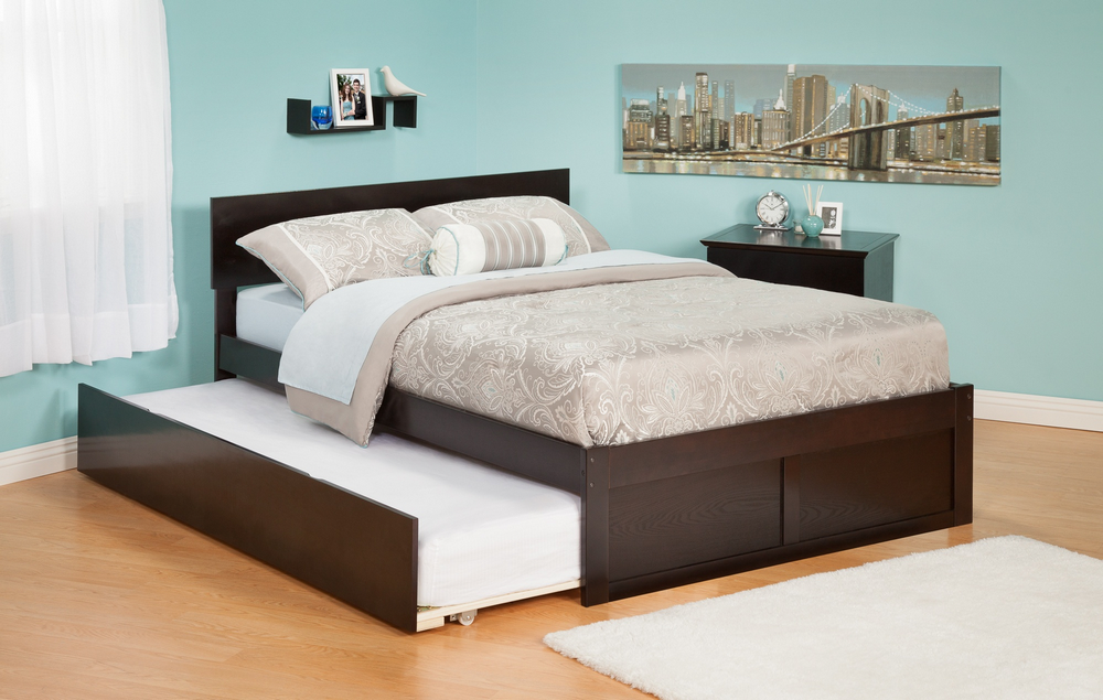Ar8132011 Orlando Full Bed With Flat Panel Foot Board And Urban Trundle Bed In An Espresso Finish