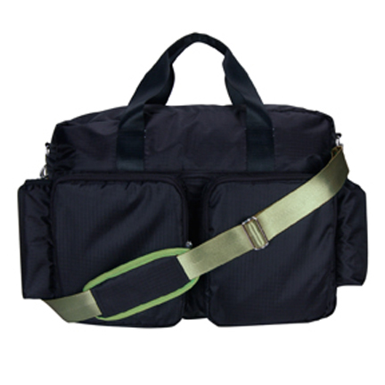 104326 Diaper Bag - Black And Avocado Green Deluxe Duffle