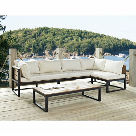 Walker Edison Oaw4csnbl 4-piece All-weather Outdoor Conversation Set With Cushions