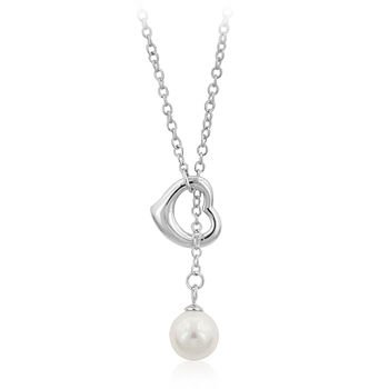 N01141r-v01 Heart Pearl Drop Necklace