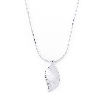 N01278r-c02 Silver Tone Crystal Leaf Necklace
