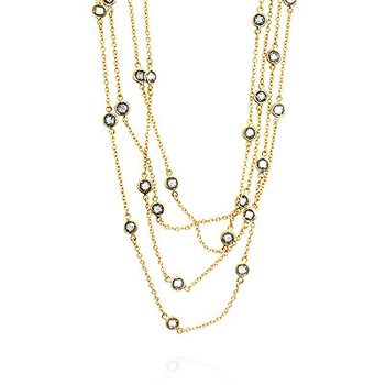 N01033g-c01-60in Layered Bezel Golden Necklace
