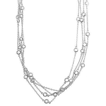 N01033r-c01-60in Layered Bezel Silvertone Necklace