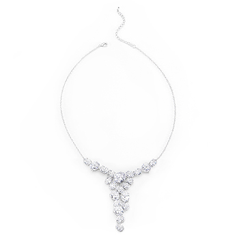 N01279r-c01 Bejeweled Cz Bib Necklace
