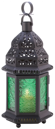 13244 Green Moroccan Candle Lantern
