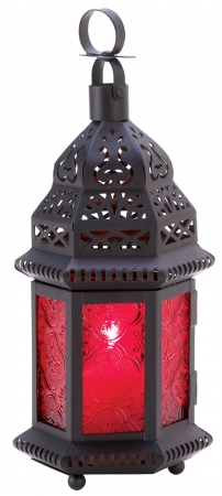 13245 Red Moroccan Candle Lantern