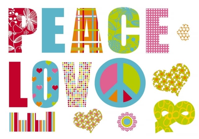 Fs17718 Love And Peace Wall Decals