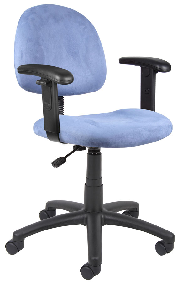 B326-be Blue Microfiber Deluxe Posture Chair With Adjustable Arms.