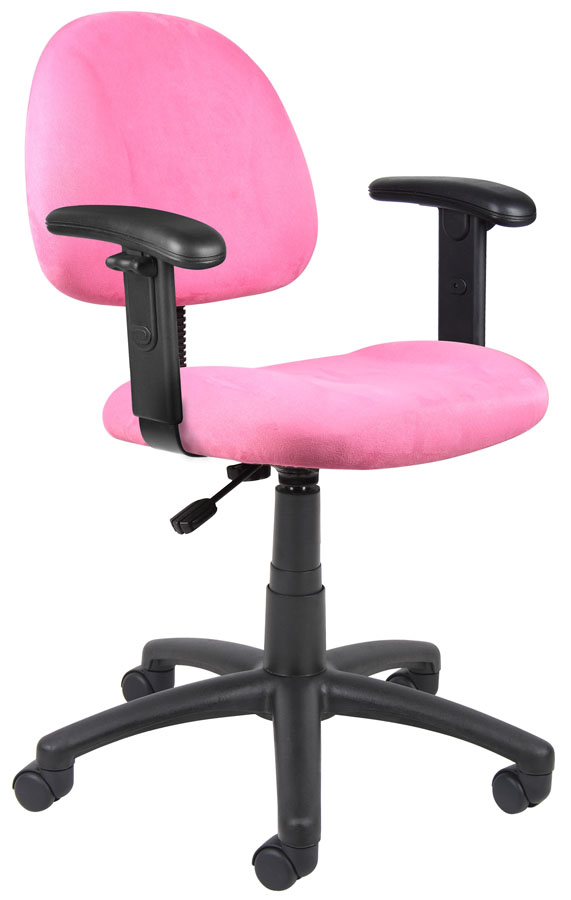 B326-pk Pink Microfiber Deluxe Posture Chair With Adjustable Arms.