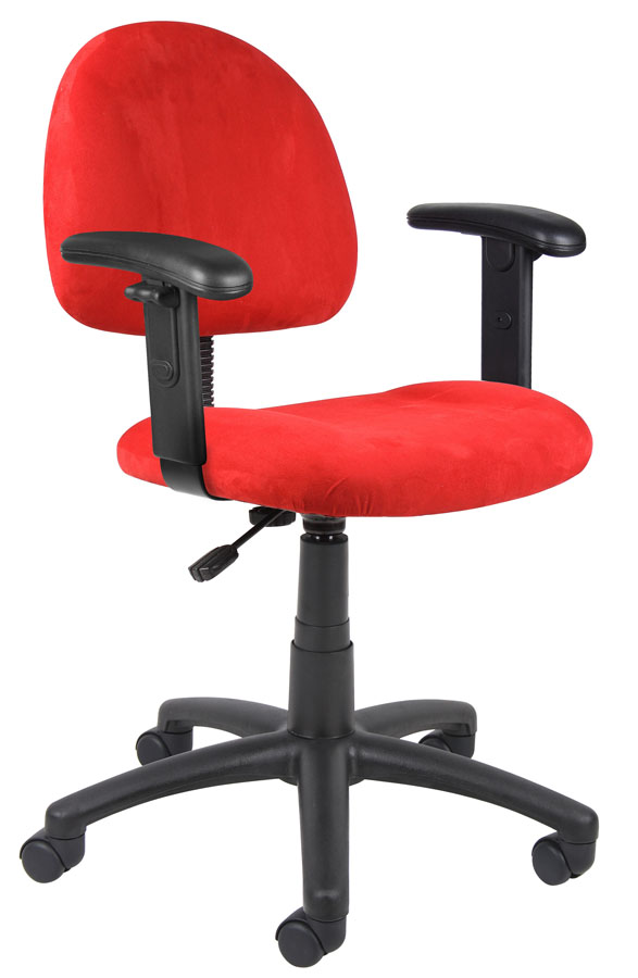 B326-rd Red Microfiber Deluxe Posture Chair With Adjustable Arms.