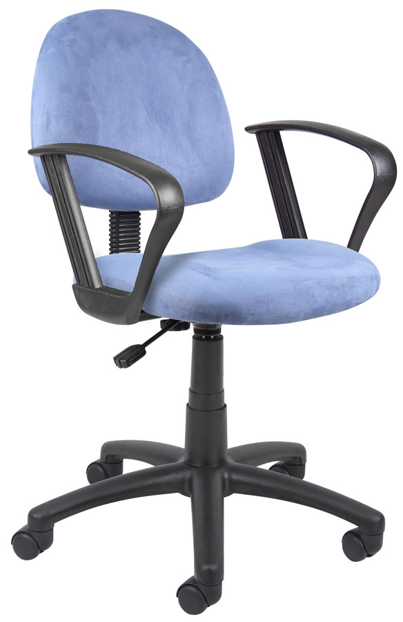 B327-be Blue Microfiber Deluxe Posture Chair With Loop Arms.