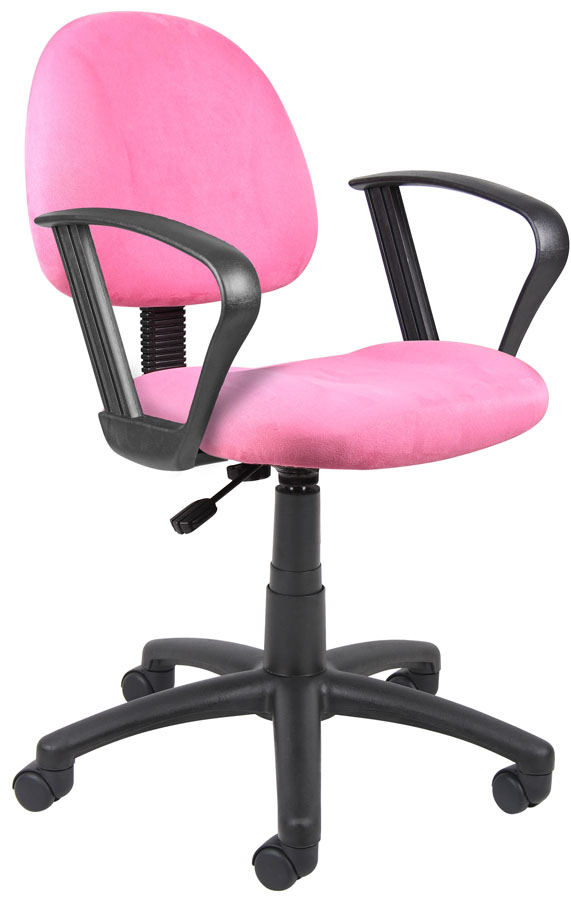 B327-pk Pink Microfiber Deluxe Posture Chair With Loop Arms.