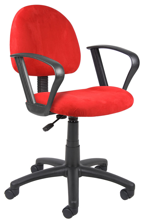 B327-rd Red Microfiber Deluxe Posture Chair With Loop Arms.
