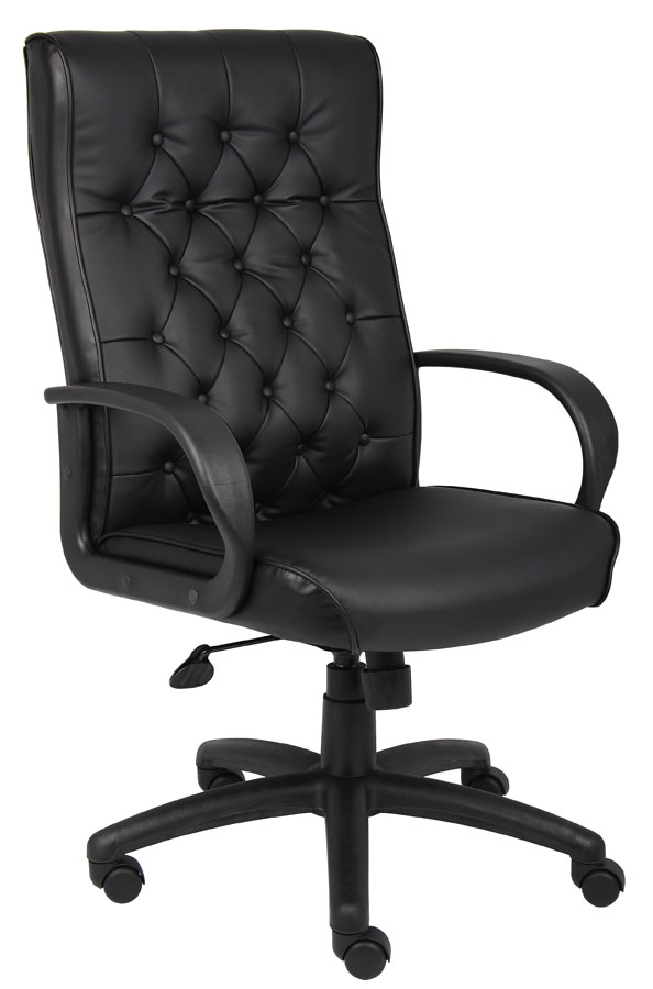 Button Tufted Executive Chair In Black With Knee Tilt