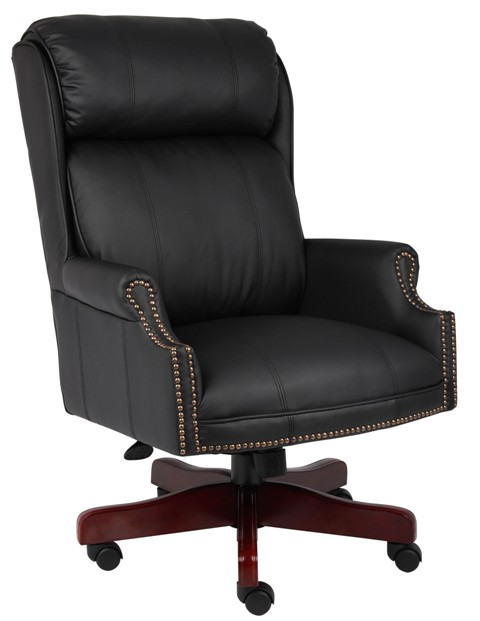 Traditional High Back Caressoftplus Chair With Mahogany Base