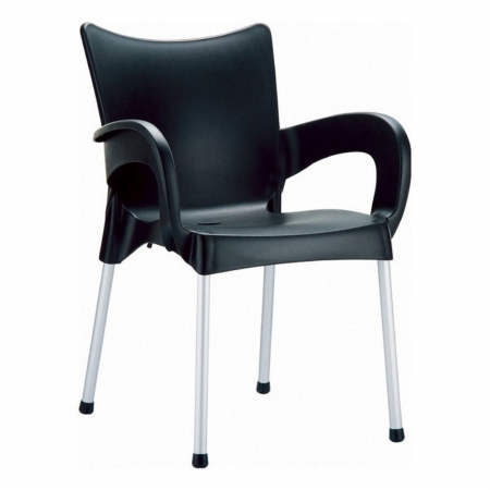 Isp043-bla Romeo Resin Dining Arm Chair Black - Pack Of 4