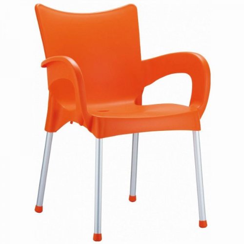 Isp043-ora Romeo Resin Dining Arm Chair Orange - Pack Of 4