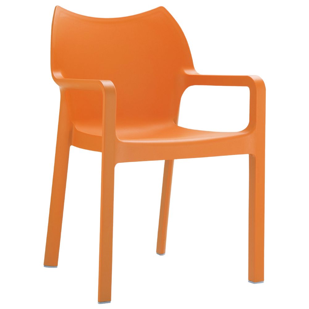 Isp028-ora Diva Resin Outdoor Dining Arm Chair Orange - Pack Of 4