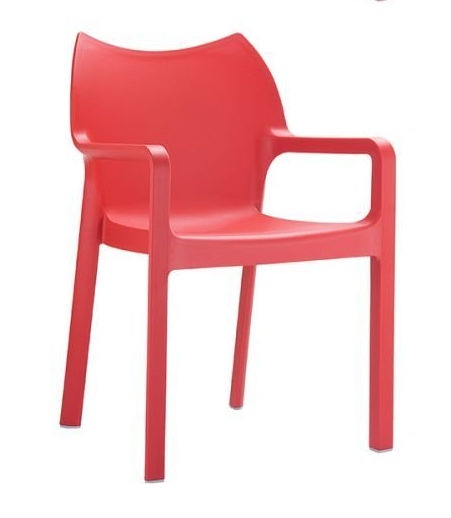 Isp028-red Diva Resin Outdoor Dining Arm Chair Red - Pack Of 4