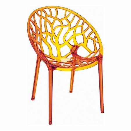 Isp052-tora Crystal Polycarbonate Modern Dining Chair Transparent Orange - Pack Of 2